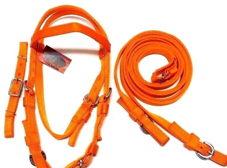 D.A Brand Orange Poly Nylon Mini Pony Sized Complete Bridle Set horse tack 