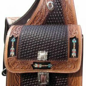 Showman Tooled leather horn bag. 