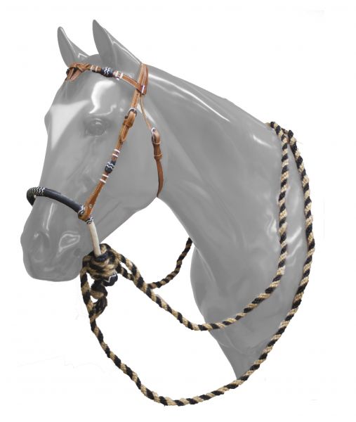 Showman ® Show bosal headstall with nylon mecate reins.