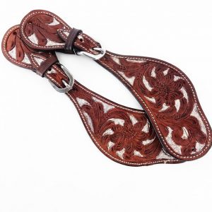 Showman Floral Tooled Leather Spur Straps w/ PINK Glitter "COWGIRL UP" NEW TACK 